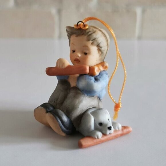 Sharing Christmas Sweets Berta Hummel Christmas Ornament Goebel Cute Kid Puppy - Picture 1 of 5